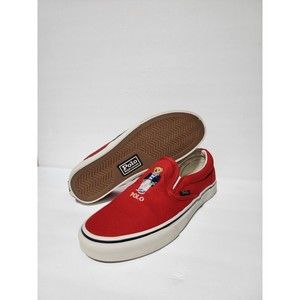 NEW Polo Ralph Lauren Polo Bear Keaton Slip On Sneaker Shoes RED Men's 10